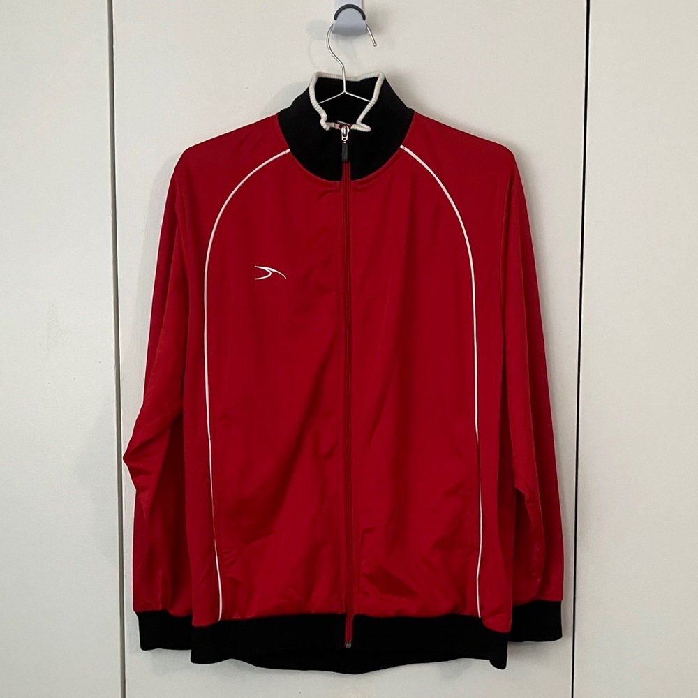 Men's Lightweight Red Track Jacket with Contrast Trim